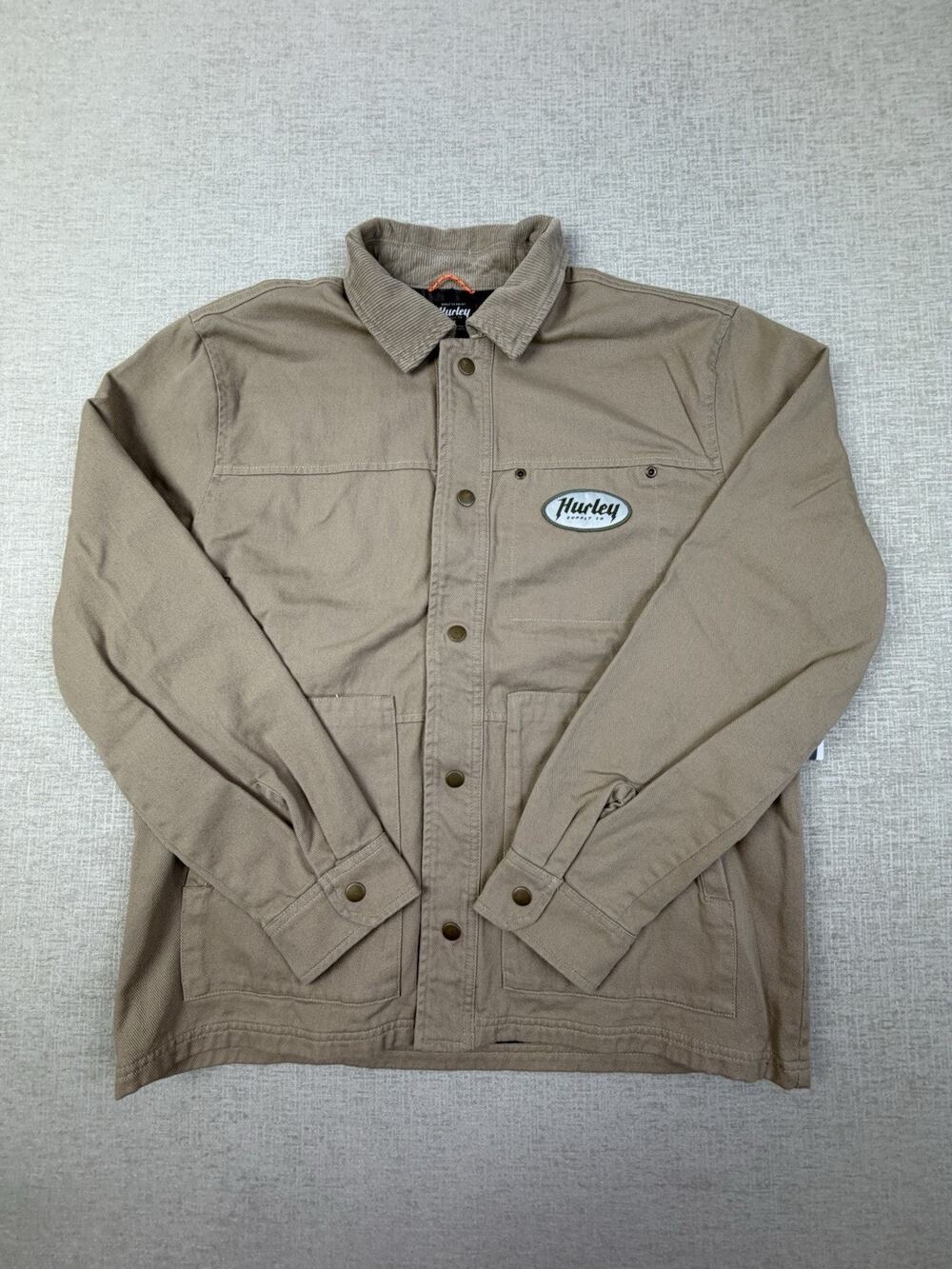 NWT Hurley Supply Co Men’s M Canvas Chore Barn Jacket Plaid Lined Tan